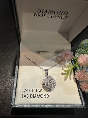 Kohl's Silver-Tone Pavé Round Pendant Necklace with Clear Stones